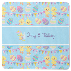 Happy Easter Square Rubber Backed Coaster (Personalized)