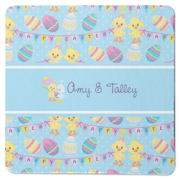 Custom Happy Easter Square Rubber Backed Coaster (Personalized)