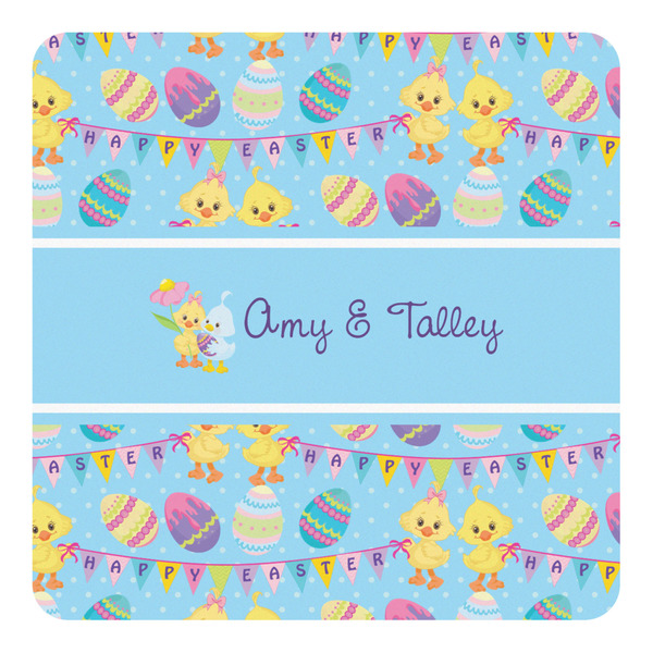 Custom Happy Easter Square Decal - Large (Personalized)