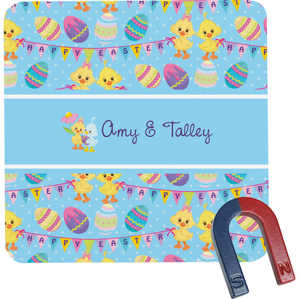 Custom Happy Easter Square Fridge Magnet (Personalized)