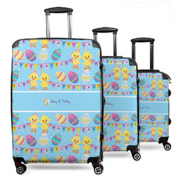 Happy Easter 3 Piece Luggage Set - 20" Carry On, 24" Medium Checked, 28" Large Checked (Personalized)