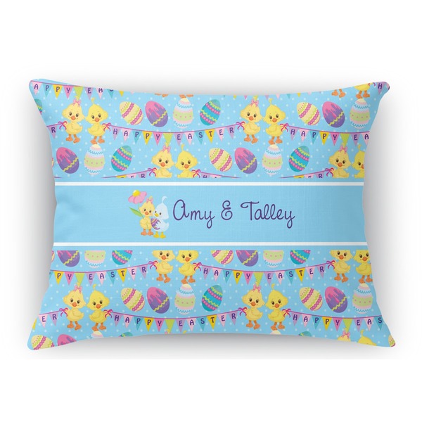 Custom Happy Easter Rectangular Throw Pillow Case - 12"x18" (Personalized)