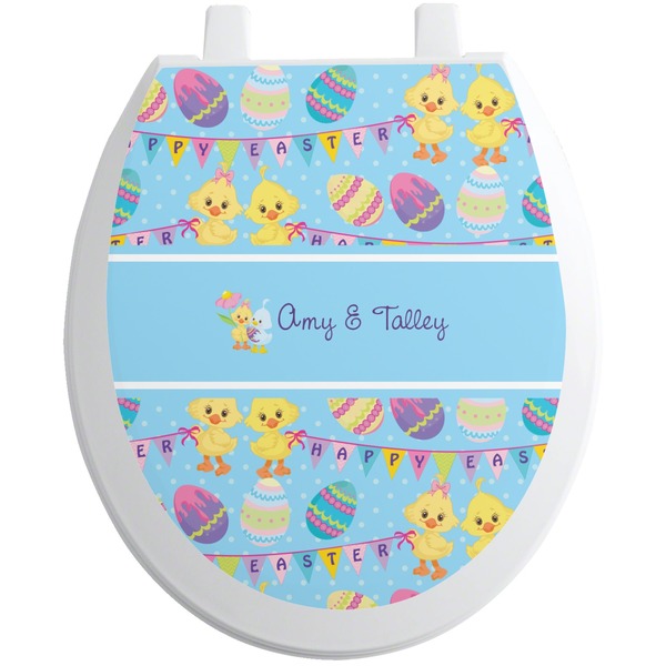 Custom Happy Easter Toilet Seat Decal - Round (Personalized)