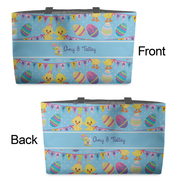 Happy Easter Tote w/Black Handles - Front & Back Views