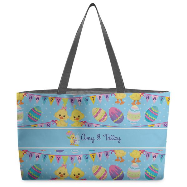 Custom Happy Easter Beach Totes Bag - w/ Black Handles (Personalized)