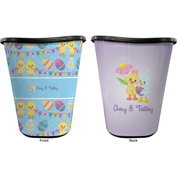 Happy Easter Trash Can Black - Front and Back - Apvl