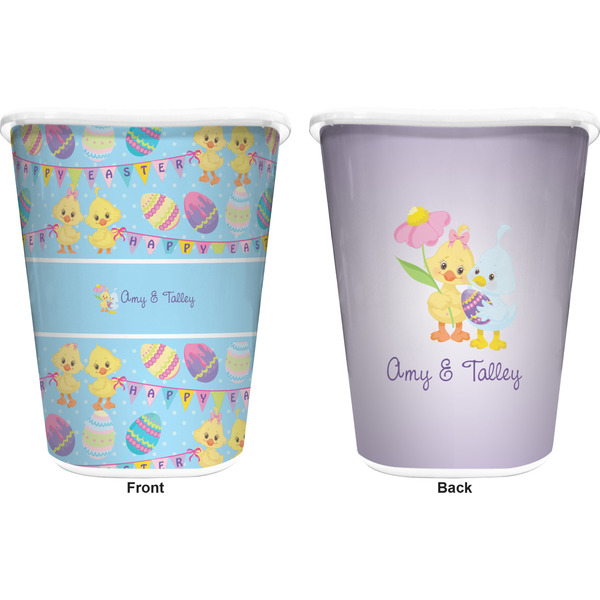 Happy Easter Trash Can White - Front and Back - Apvl