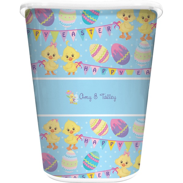 Custom Happy Easter Waste Basket - Double Sided (White) (Personalized)