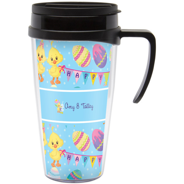 Custom Happy Easter Acrylic Travel Mug with Handle (Personalized)
