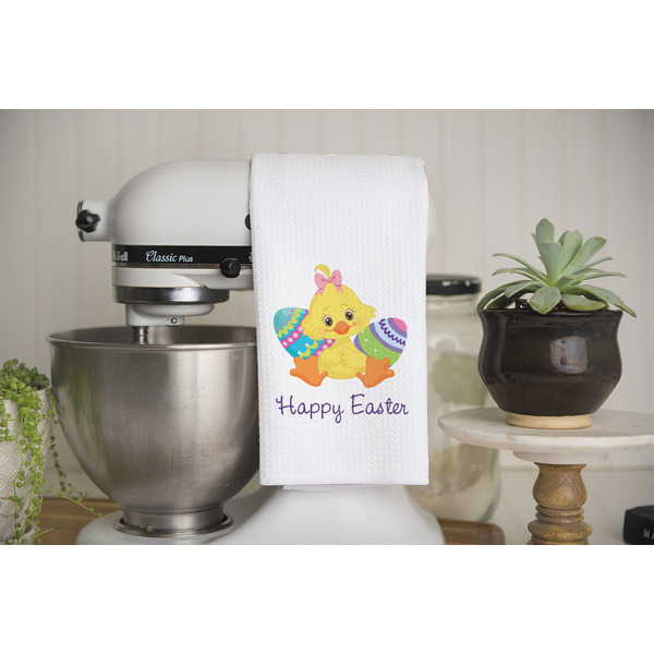 Happy Easter Waffle Weave Towel - Lifestyle - Partial Print