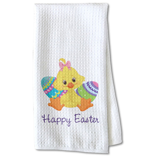 Custom Happy Easter Kitchen Towel - Waffle Weave - Partial Print (Personalized)