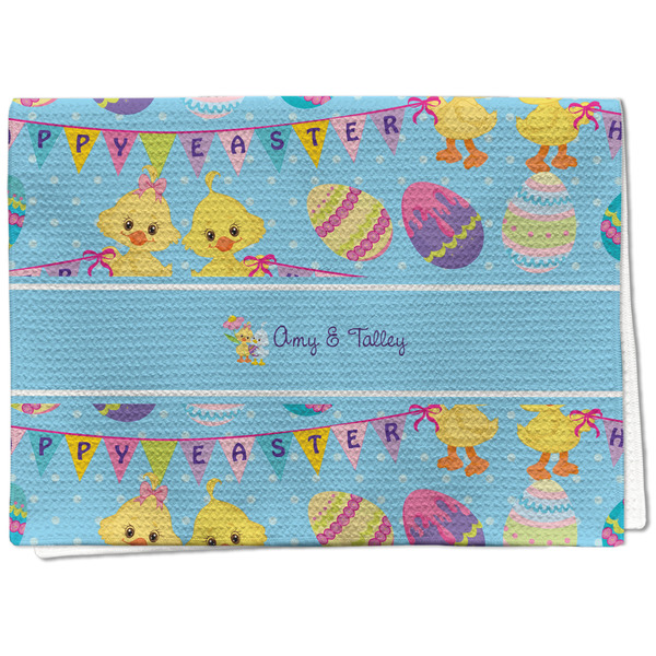 Custom Happy Easter Kitchen Towel - Waffle Weave - Full Color Print (Personalized)