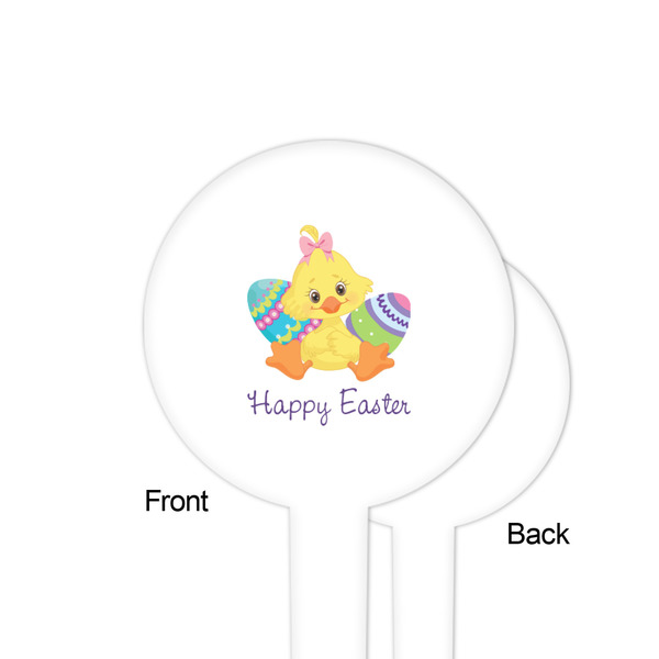 Happy Easter White Plastic 4" Food Pick - Round - Single Sided - Front & Back