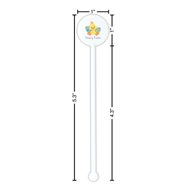 Happy Easter White Plastic 5.5" Stir Stick - Round - Dimensions
