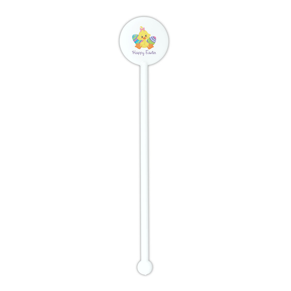 Happy Easter White Plastic 5.5" Stir Stick - Round - Single Stick