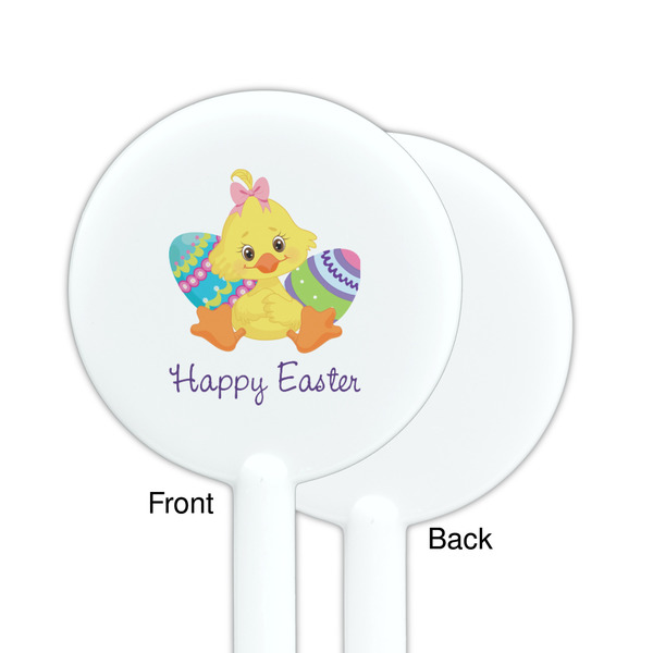 Happy Easter White Plastic 5.5" Stir Stick - Single Sided - Round - Front & Back