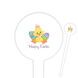 Happy Easter 6" Round Plastic Food Picks - White - Single Sided (Personalized)