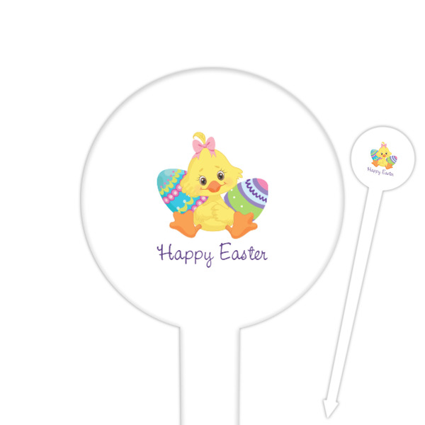Custom Happy Easter 6" Round Plastic Food Picks - White - Single Sided (Personalized)