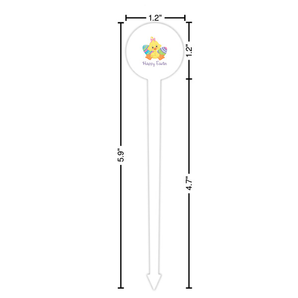 Happy Easter White Plastic 6" Food Pick - Round - Dimensions