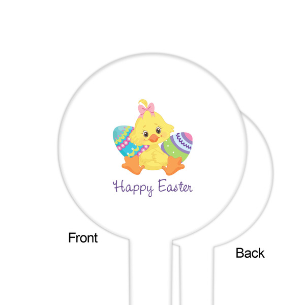 Happy Easter White Plastic 6" Food Pick - Round - Single Sided - Front & Back