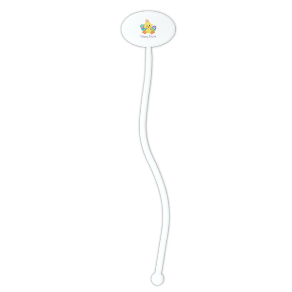 Happy Easter White Plastic 7" Stir Stick - Oval - Single Stick