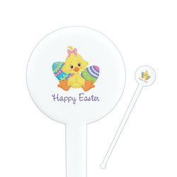 Happy Easter 7" Round Plastic Stir Sticks - White - Single Sided (Personalized)