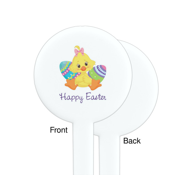 Happy Easter White Plastic 7" Stir Stick - Single Sided - Round - Front & Back
