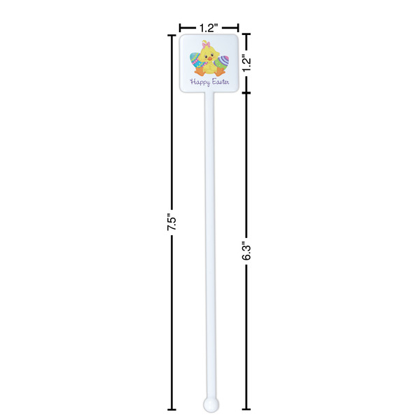 Happy Easter White Plastic Stir Stick - Square - Dimensions