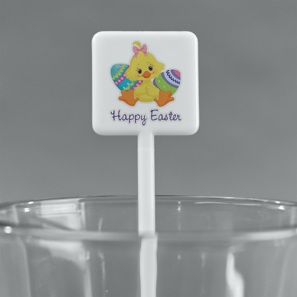 Happy Easter White Plastic Stir Stick - Square - Main