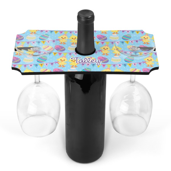 Custom Happy Easter Wine Bottle & Glass Holder (Personalized)