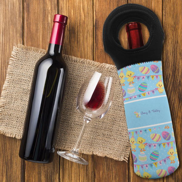 Happy Easter Wine Tote Bag - FLATLAY