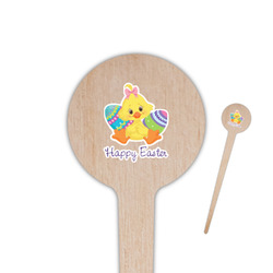 Happy Easter 4" Round Wooden Food Picks - Double Sided (Personalized)