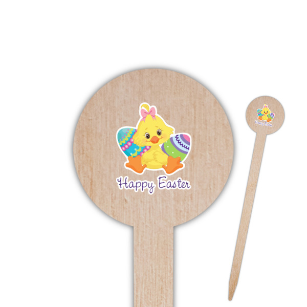 Custom Happy Easter 6" Round Wooden Food Picks - Single Sided (Personalized)