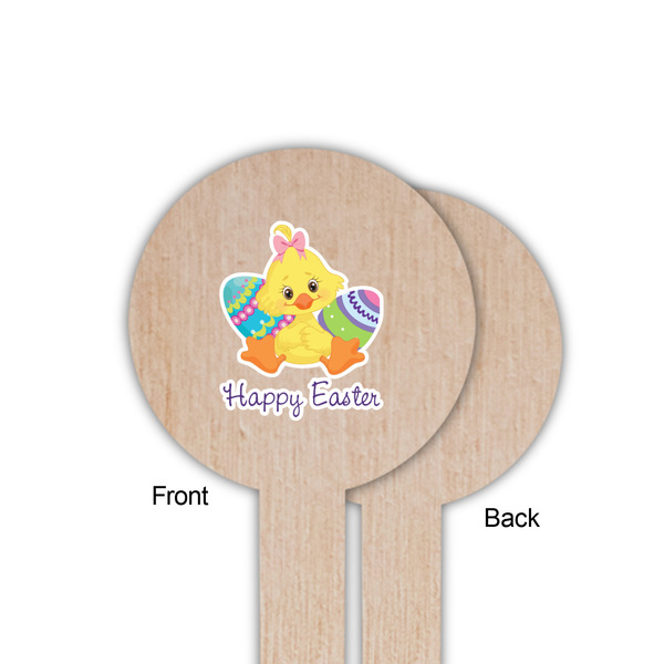 Happy Easter Wooden 6" Food Pick - Round - Single Sided - Front & Back