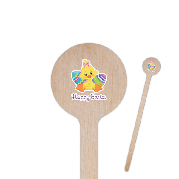 Custom Happy Easter 6" Round Wooden Stir Sticks - Double Sided (Personalized)
