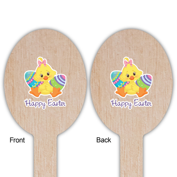 Happy Easter Wooden Food Pick - Oval - Double Sided - Front & Back