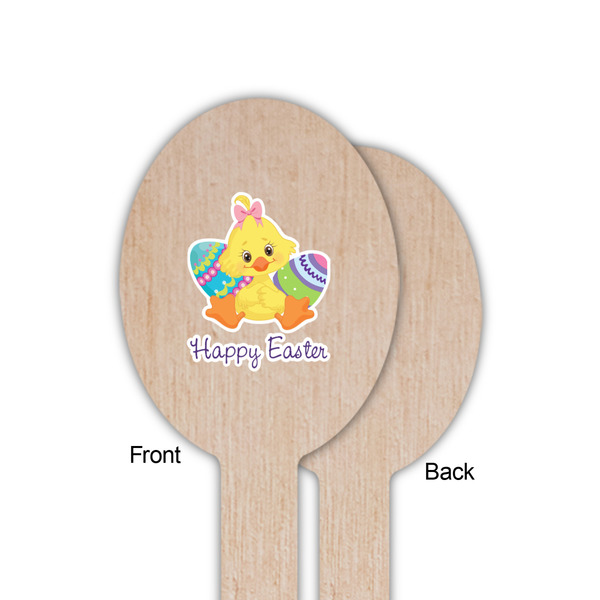 Happy Easter Wooden Food Pick - Oval - Single Sided - Front & Back