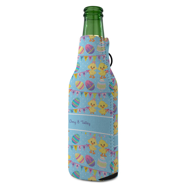 Happy Easter Zipper Bottle Cooler - ANGLE (bottle)