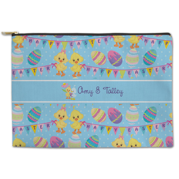 Custom Happy Easter Zipper Pouch - Large - 12.5"x8.5" (Personalized)