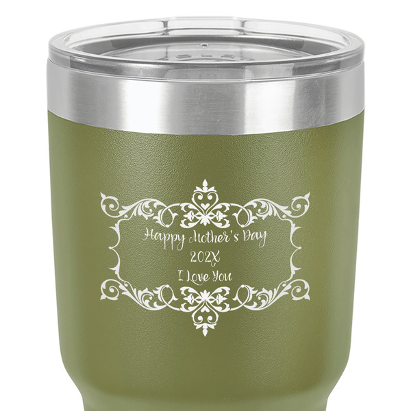 Mother's Day 30 oz Stainless Steel Ringneck Tumbler - Olive - Close Up