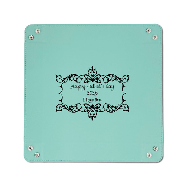 Mother's Day 6" x 6" Teal Leatherette Snap Up Tray - APPROVAL