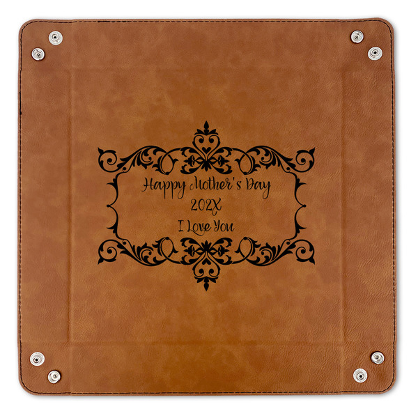 Mother's Day 9" x 9" Leatherette Snap Up Tray - APPROVAL (FLAT)