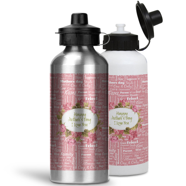 Mother's Day Aluminum Water Bottles - MAIN (white &silver)