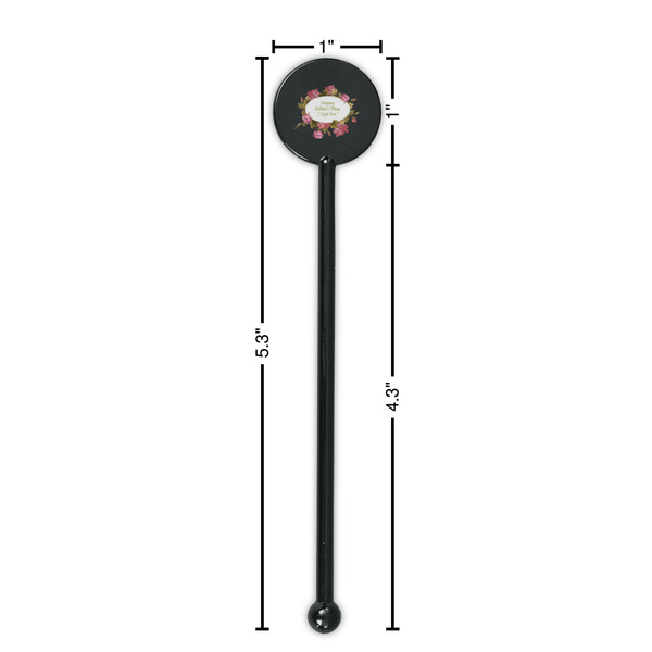 Mother's Day Black Plastic 5.5" Stir Stick - Round - Dimensions