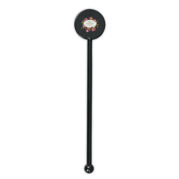 Mother's Day Black Plastic 5.5" Stir Stick - Round - Single Stick