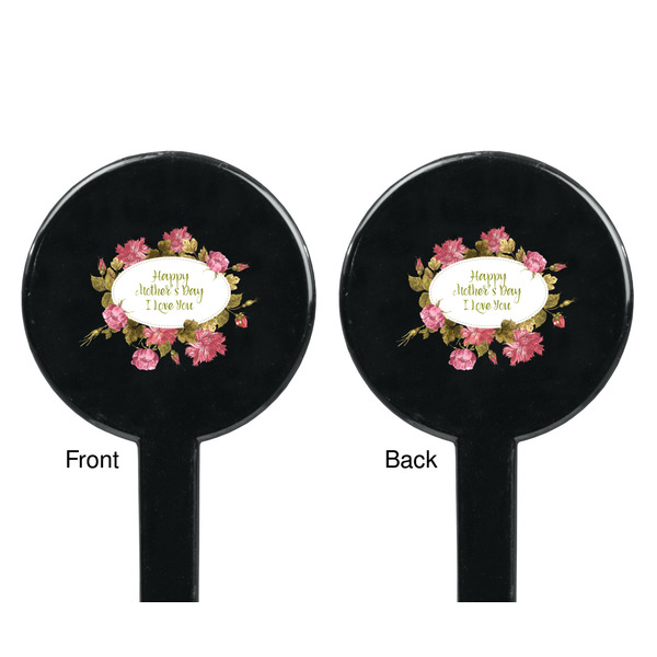Mother's Day Black Plastic 7" Stir Stick - Double Sided - Round - Front & Back