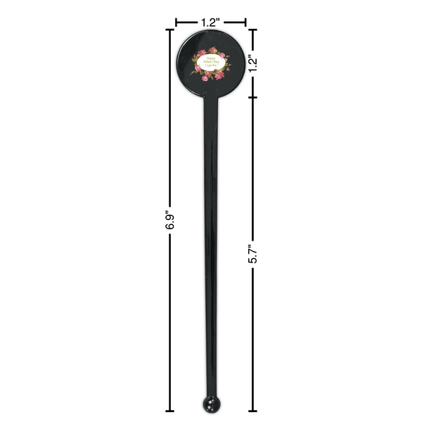Mother's Day Black Plastic 7" Stir Stick - Round - Dimensions
