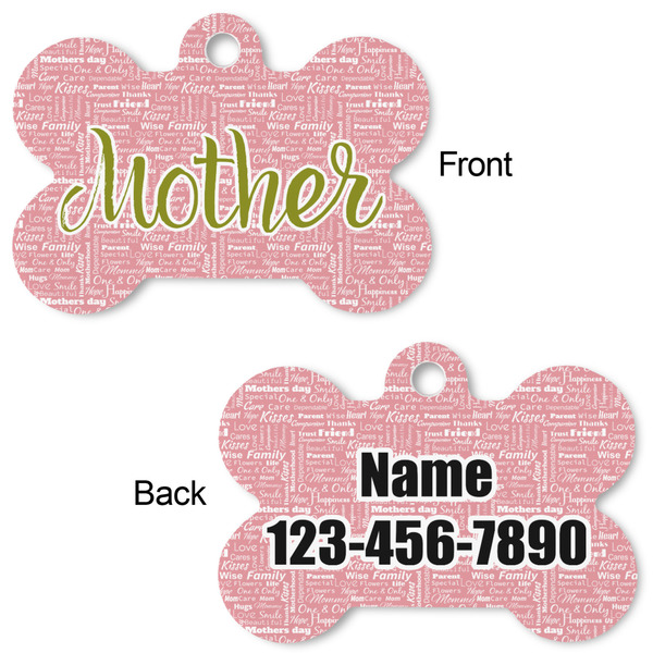 Mother's Day Bone Shaped Dog Tag - Front & Back