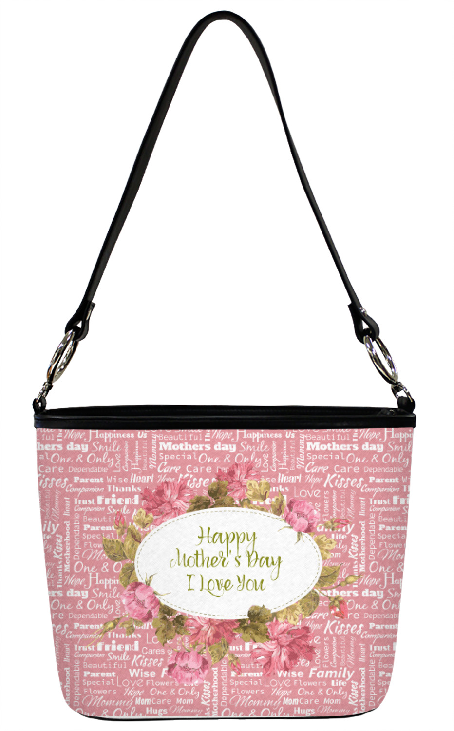 Mother's Day Bucket Bags w/ Genuine Leather Trim Large Front