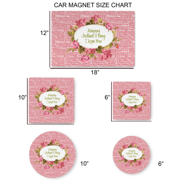 Mother's Day Car Magnets - SIZE CHART